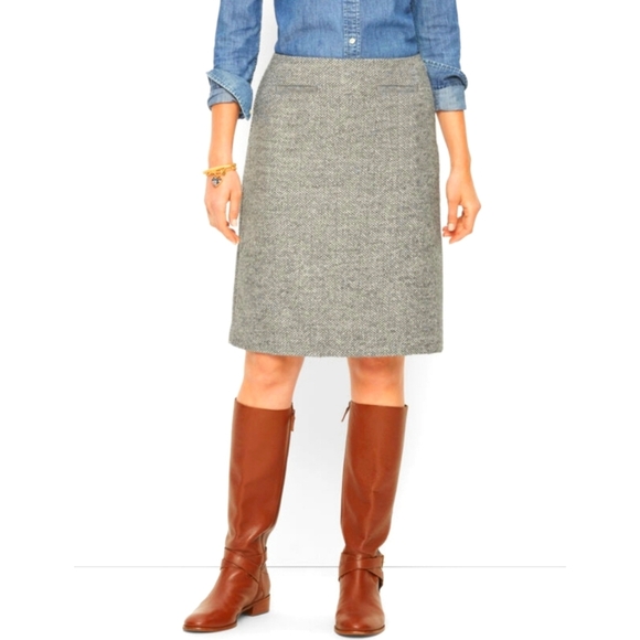 Tonal Herringbone A-Line Skirt Size 2 Knee Length Classic Side Zip Closure - Picture 1 of 9